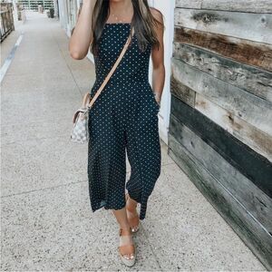 Old Navy Polka Dot Jumpsuit S Cottagecore Retro Wide Leg Cropped Minimalist